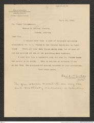 Nachlass Franz Steindachner, Brief von David Starr Jordan an Franz Steindachner (25.09.1895), Inv.Nr. 259.10, Seite 1